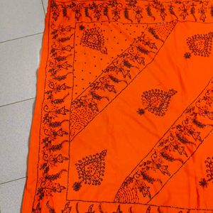 So Nice Orange Colour Chamki Saree