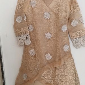 Short Hand Work Kurta With Stretchable Pant