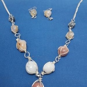 Stone Necklace With Earrings