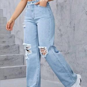 New With Tag Straight Fit Ripped Jeans