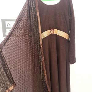 Beautiful Brown Gown With Dupatta