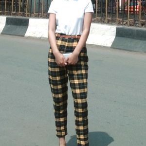 Yellow And Black Checked Trousers