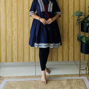 Gamthi Cotton With Ajrak Panel Border Top