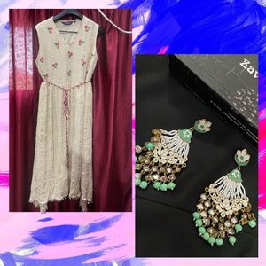 Combo Of Fusion Kurta + Earrings💚