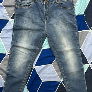 Denim Straight Leg Distressed Jeans