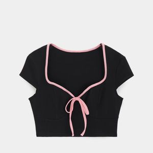 Cute Pink Bow Detailed Crop Top