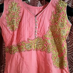 Anarkali Dress Orange peach Colour