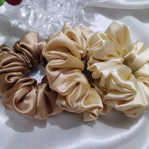 Satin Nude Color Scrunchies