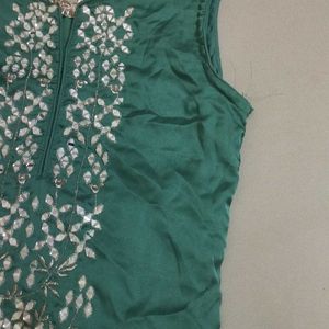 front Work Green Kurta