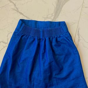 Cotton Denim Skirt With Attached Shorts