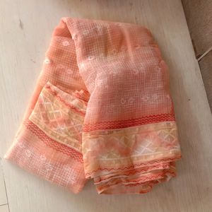 Price drop Friday - Peach Net Cotta Saree