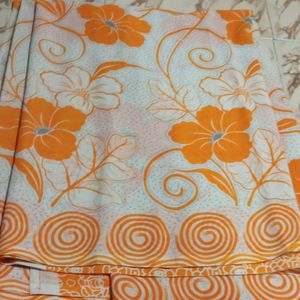 Orange🟠 Off White⚪ Floral Poonam Saree