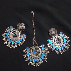 Used Blue Earring Nd Tika Set