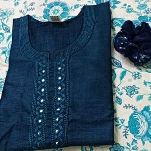 Straight Dark Blue Kurti