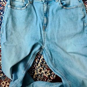 Sea Blue Straight Fit Jeans In Perfect Condition