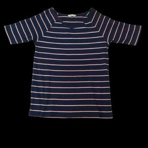 DNMX Navy Blue Striped T Shirt