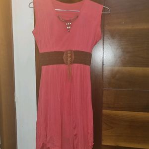 Short Pink Cute Western Dress