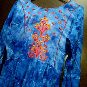 Blue Embroidery Kurti 🔷