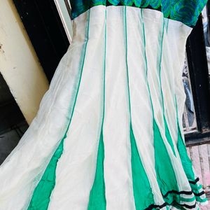 Green Colour Net Anarkali Dress Knee Length