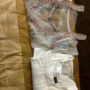 White Anarkali Dress With Jacket
