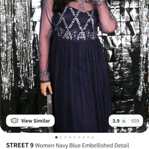 STREET 9 Navy Blue Embellished Maxi Dress