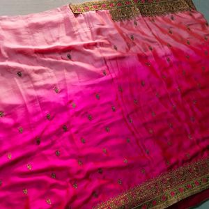 Rose Colour Catlog Full Thread Work Designer Saree