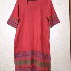 Red Cotton Silk Kurta