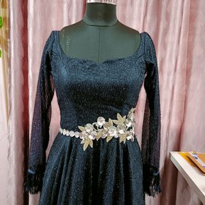 Full Of Flayer Navy Blue Gown