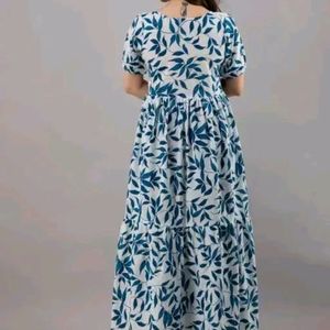 Blue Floral Print Anarkali Kurti