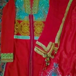 Long Red Pakistani Suit