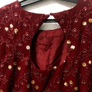 Maroon Color Ethnic Gown