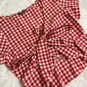 Shein Red Gingham Top