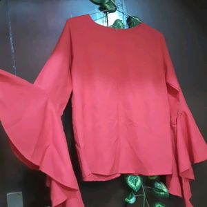 Red Flared Sleeves Topper