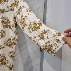 Off White Floral Kurta