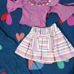 Girls Set Of Skirt Top