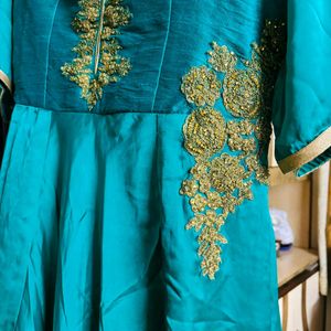 Green Color Ethnic Gown With Dupatta