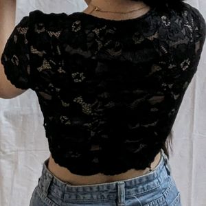 Zara Black Lace Crop Top