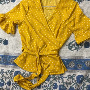 Yellow Top With White Pola Dots