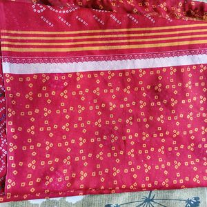 Bandhani Printed Yellow Saree