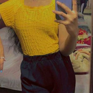 Yellow Square Neck Crop Top