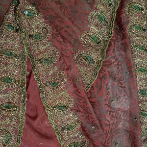 Maroon Heavy Stone Work Saree