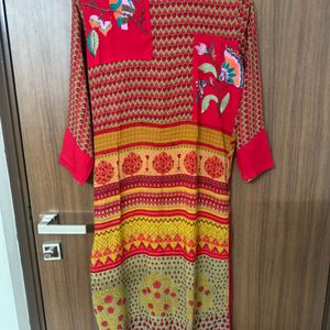 Red Color Embroidered Stylish Kurthi