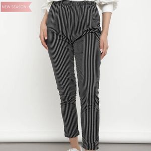 pinstripe black trousers