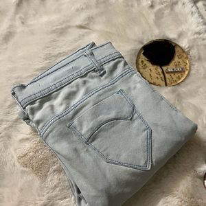 Iceblue Distressed Skin Fit Jeans