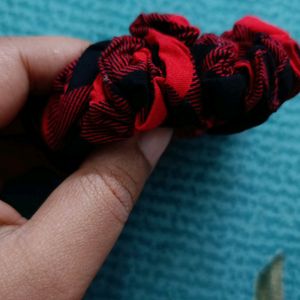 Red And Black Combo Scrunchie