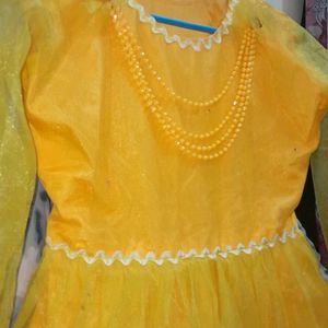 Beautiful Party Wear Yellow Layers Dress