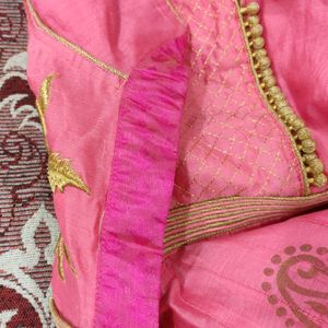 Pink Embroidered Anarkali Kurta+Pant