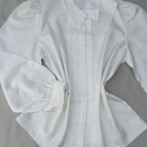 New Korean Trendy Puff Sleeves White Vest Shirt