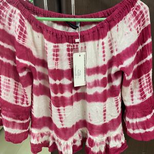 Pink And White Tie Dye Top With tag