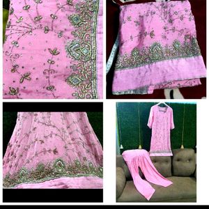 Beautiful hand work baby Pink Suit